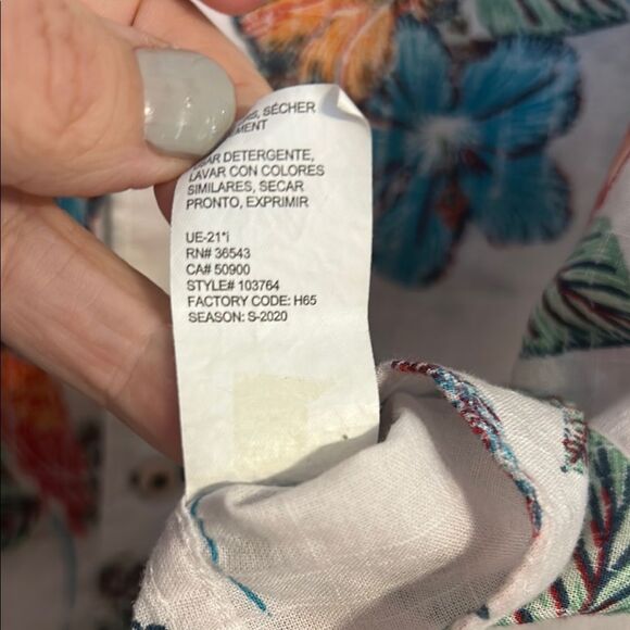 IZOD SALTWATER Large Short Sleeve Button Down Casual Shirt Relaxed Fit Tropical - Picture 7 of 8